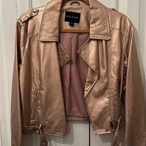 Solemio Women's Gold Leather Jacket